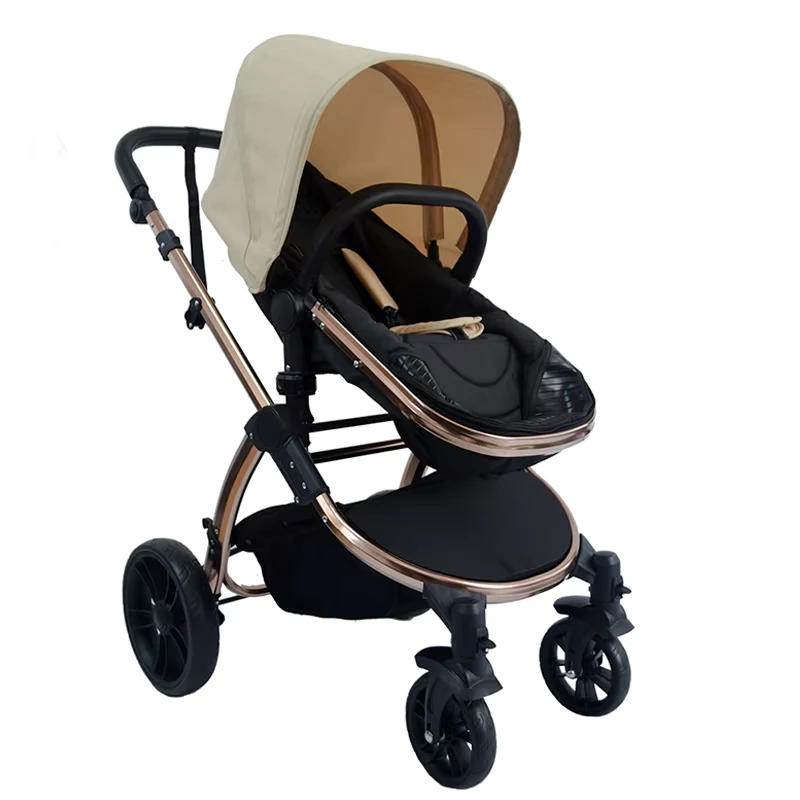 Foldable 2-in-1 Baby Stroller Set with Car Seat Aluminum Frame 600D Fabric for Babies 0-3 Years