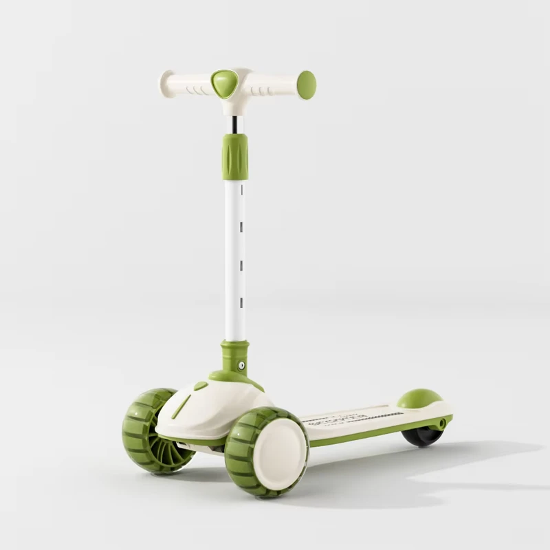 Foldable 3 Wheel Steel & Alloy PU Scooter with LED Light Tricycle & Balance Bike Function for Kids Outdoor Use