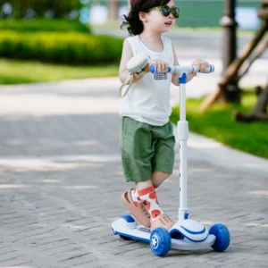 Foldable 3-Wheel Steel & PU Alloy Kids Scooter with LED Light for 3-6 Years Old Outdoor Use