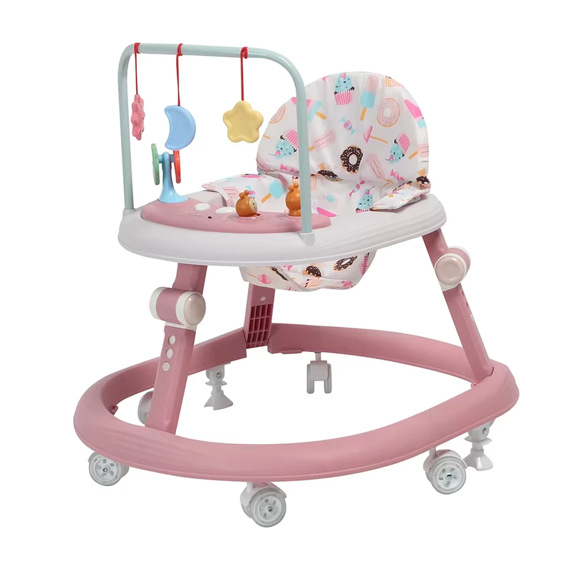 Foldable 3 in 1 Plastic Baby Roller Walker Removable Music Tray Learning Training Activity Baby Walker With Wheels and Stopper