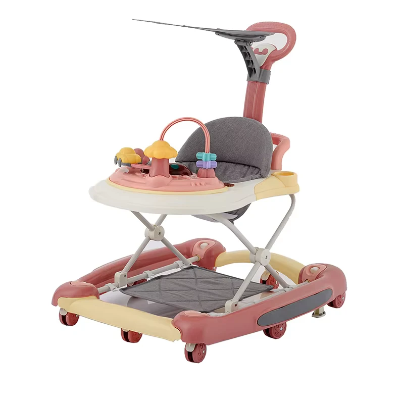 Foldable 8 Plastic Wheels Simple Music Adjustable Seat Height Baby Walker Baby Products