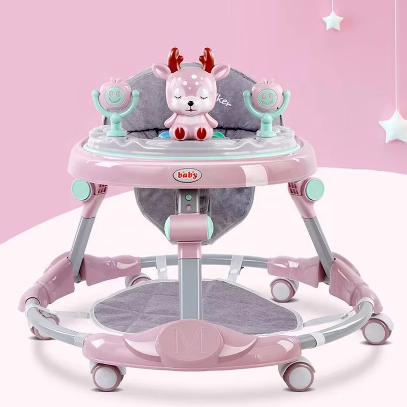 Foldable Adjustment Multi Function Anti Rollover Music Baby Walkers for Children