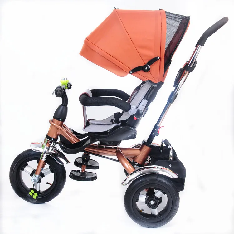 Foldable Air Tire Baby Cycle for 2 Years 3 Wheel Bicycle Bike Push Bar CE 4 in 1 Children Bike with Umbrella Back Basket