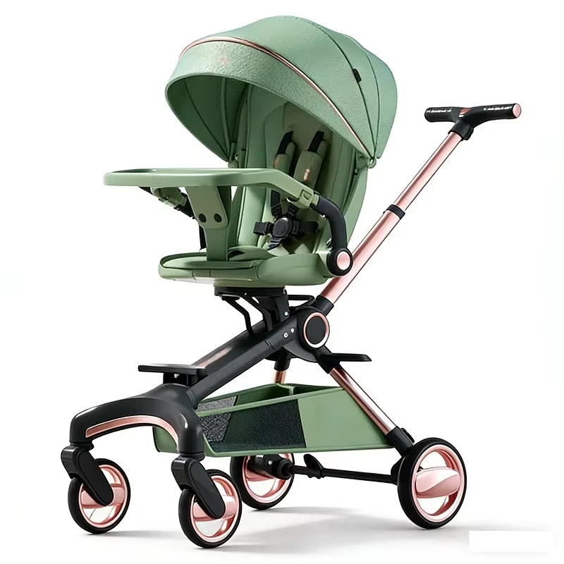 Foldable Aluminum Alloy Baby Stroller for 3 Year Olds with Safety Features Four-Wheel Design High Viewing