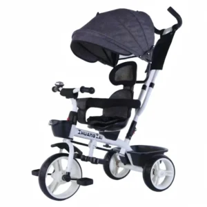 Foldable Aluminum Alloy Frame Kids Tricycle with Canopy Adjustable Push Handle 20KG Load Capacity for 0 3 Years Old