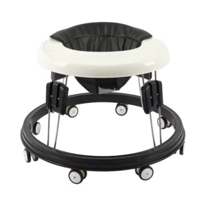 Foldable Anti-Rollover Baby Walker with Silent Wheels Height-Adjustable Plastic Walker for 2-4 Years Manual Power