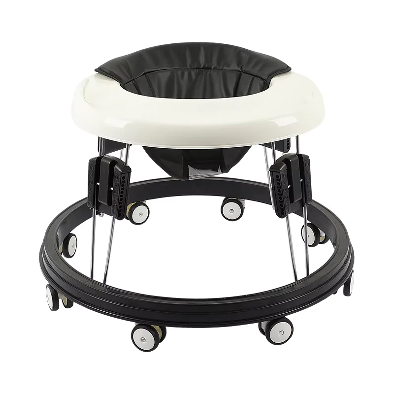Foldable Anti-Rollover Baby Walker with Silent Wheels Height-Adjustable Plastic Walker for 2-4 Years Manual Power