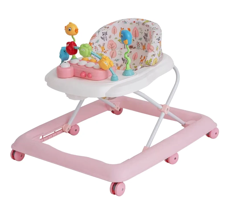 Foldable Baby Walker Activity Baby Walker Adjustable Height Outdoor Baby Walker with Silent Wheel Anti slip Mat