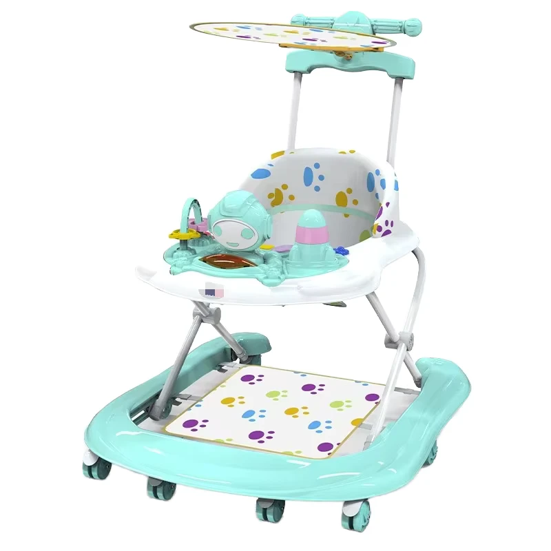 Foldable Baby Walker Music Function Kids' Learning Stroller for 6 Months 3 Years Featuring Fun Toys Plastic Frame 10KG Load