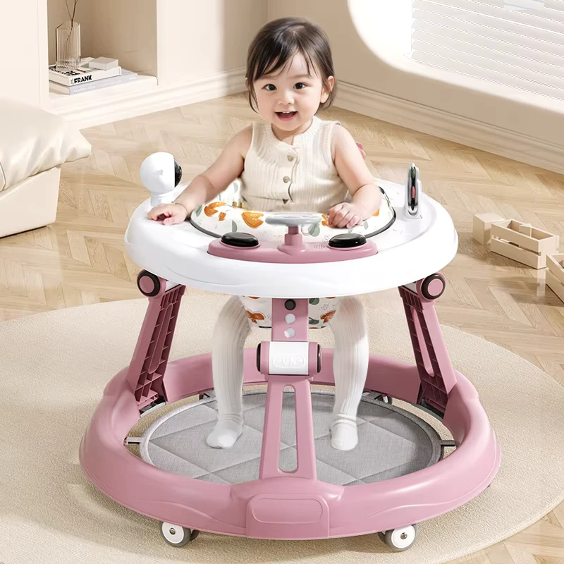 Foldable Baby Walker with Silent Wheel Plastic Musical Cartoon Baby Walker with Music Rotating Wheel Chinese Baby Walker