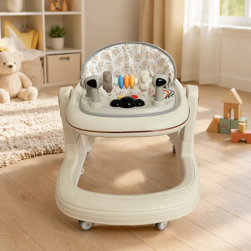Foldable Baby Walking Trainer Silent Wheels Colorful Musical Design