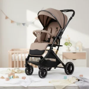 Foldable Cotton Baby Stroller with Stainless Steel Frame Two Way Push 0 3 Years Lightweight Simple Design