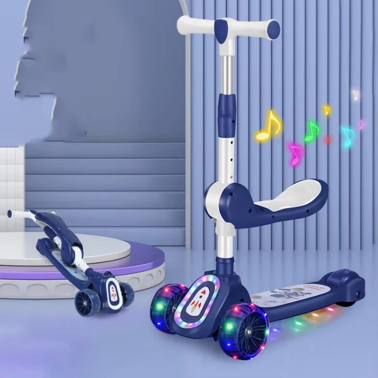 Foldable Design 3 Wheel Push Scooter For Children Kids Scooter With Light