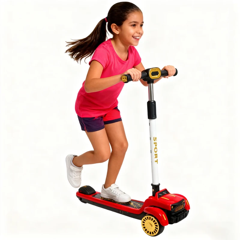 Foldable Electric 3-Wheel Plastic Outdoor Kids Scooter for 6-8 Years Unisex Drift