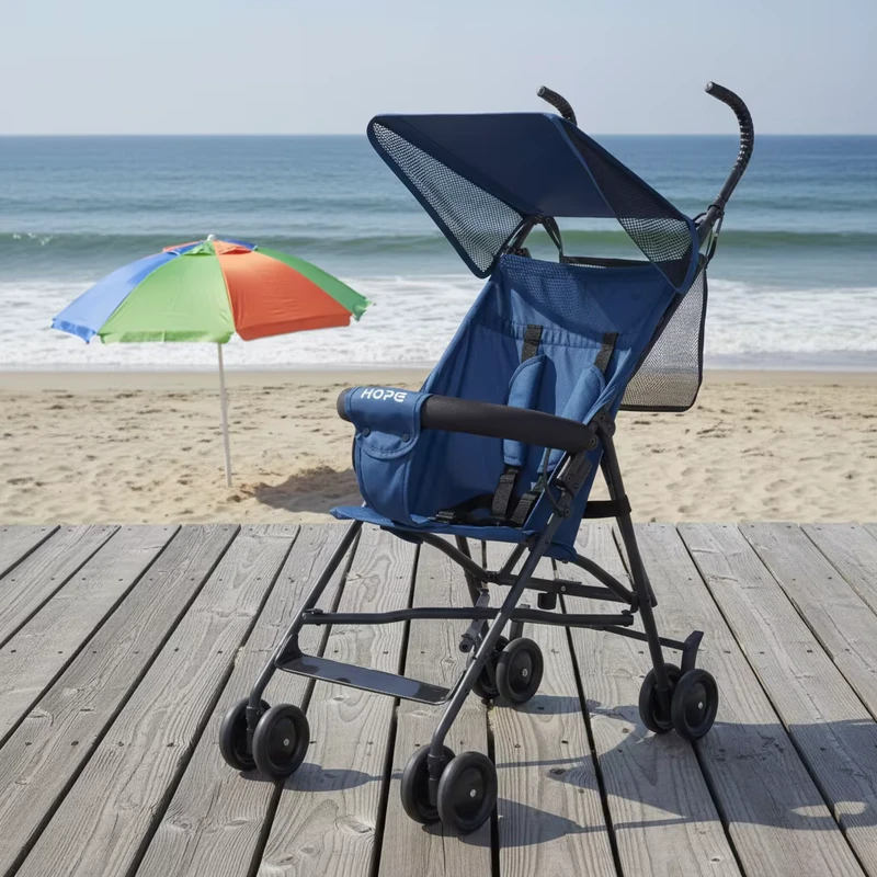 Foldable Fixed Light Weight Baby Pram and Bumper Flat Canopy Umbrella Baby Stroller