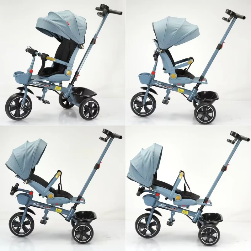 Foldable Four Wheel Lightweight Swivel Landscape Baby Stroller with Two Way Children's One Button Folding Metal Frame