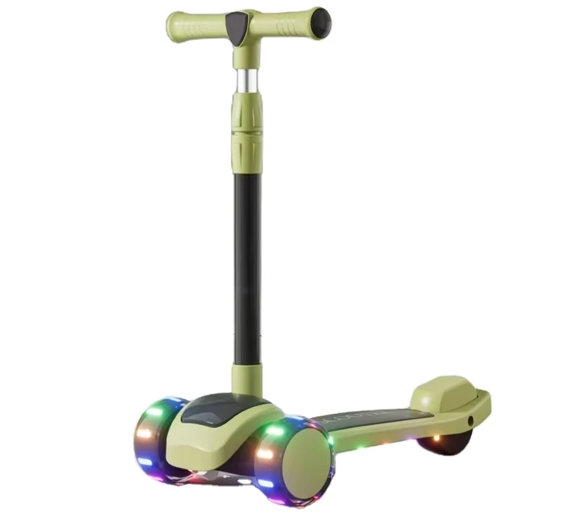 Foldable Kick Scooter for Kids Electronic Roller Skateboard Exercise Toy Three Wheels for Boys Girls Aged 3-12 Years