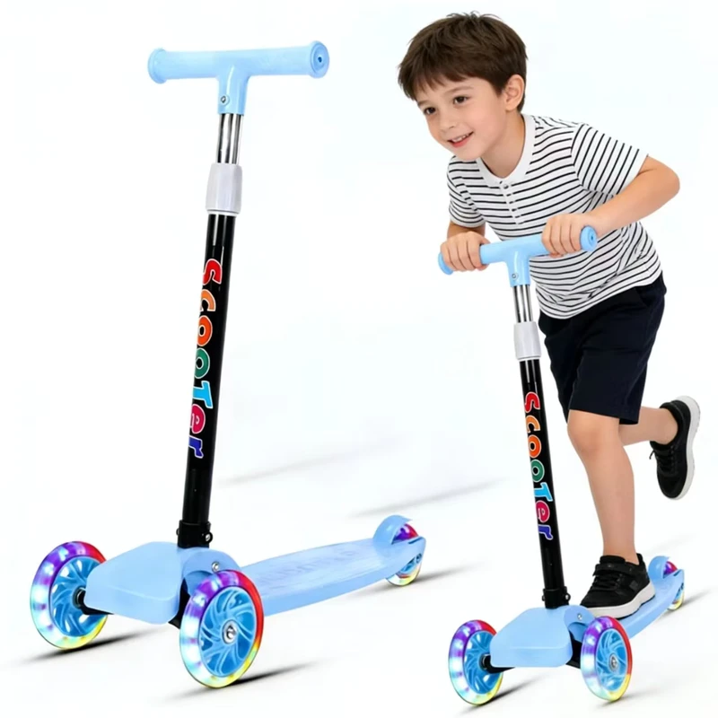 Foldable Kids Scooter with Three PU Wheels Lightweight Adjustable Handlebar for 3-12 Years Old Boys Girls