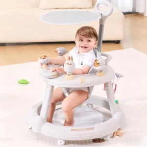 Foldable One touch Space Saving Safety Design 3 in 1 Baby Stroller Walker Car Plastic Frame Music Light 20KG Load