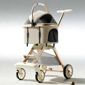 Foldable Pet Stroller Detachable Oxford Bag Space-Saving Durable Frame Ideal for Travel Outings Sturdy & Easy-Carry
