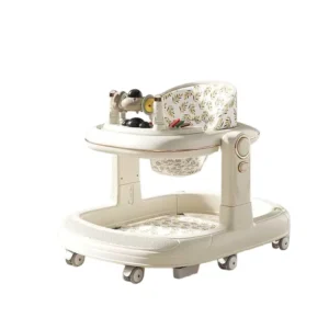Foldable Plastic Baby Walkers Silent Wheel and Light Music Learning Toy for Fall Season Kids Walking
