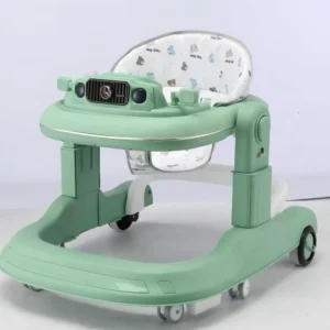 Foldable Plastic Baby Walkers Silent Wheel and Light Music Learning Toy for Fall Season Kids Walking