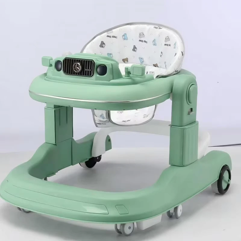 Foldable Plastic Baby Walkers Silent Wheel and Light Music Learning Toy for Fall Season Kids Walking