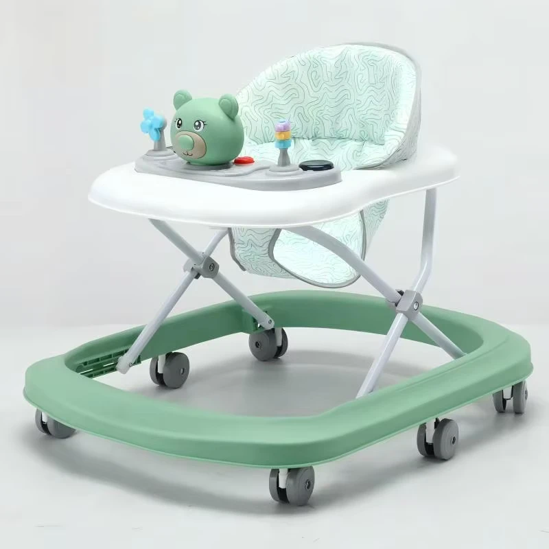 Foldable Plastic Baby Walkers Silent Wheel and Light Music Learning Toy for Fall Season Kids Walking
