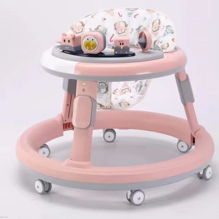Foldable Plastic Frame Baby Walker & Toddler Stroller Kids' Learning to Drive Push Walker With Toy Features for Ages 0-3 Years