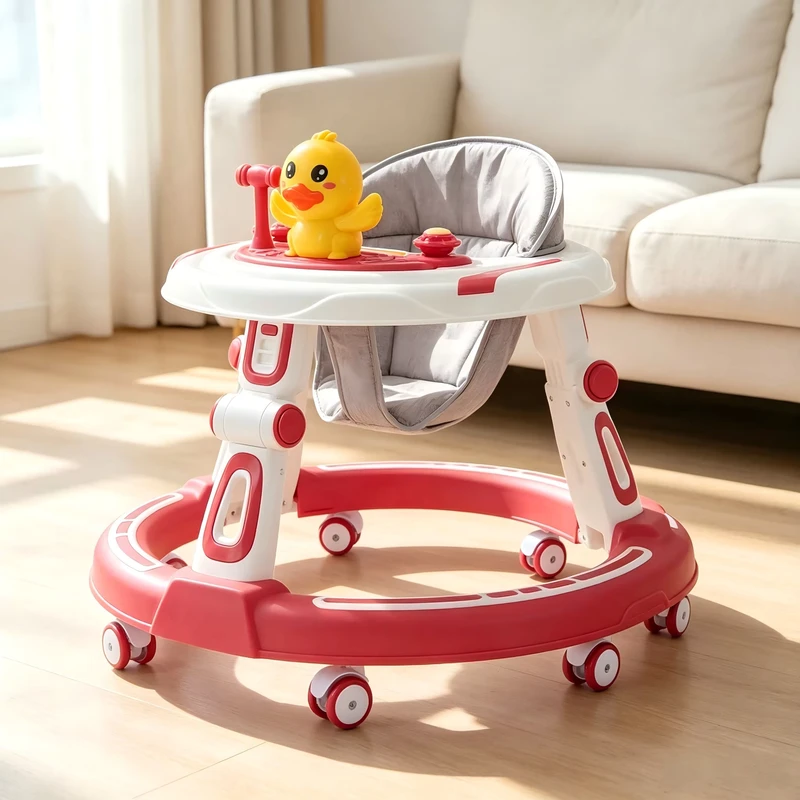Foldable Push Toy Sit to Stand Learning Round Walker With Light and Music