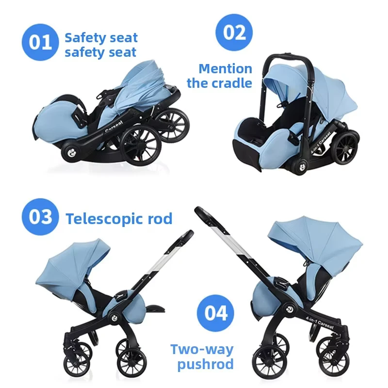 Foldable Rocking t Baby Multi Functional 4 in 1 Stroller Load Capacity for Baby Strollers for Coches Para Bebes