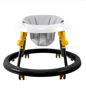 Foldable Round Kids Walking Chair Toys Educational Interactive Baby Walker for Kids with 6 Wheels