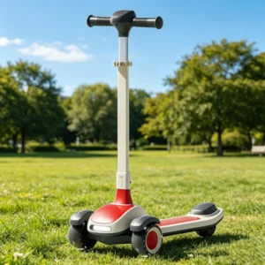 Foldable Three-Wheel Large Kick Scooter Kids Music Dazzling LED Lights 98cm Adjustable Height PU Flashing Wheels Outdoor Gift