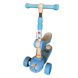 Foldable Three Wheel Tricycle for Children with LED Lights Adjustable Height Kick Push 2-8 Years