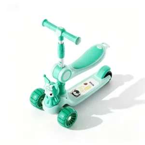 Foldable Three in One Tricycle for 2 4 & 3 6 Year Old Kids with PU Wheels Height Adjustable Light Included