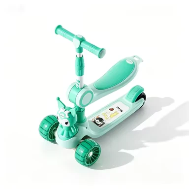 Foldable Three in One Tricycle for 2 4 & 3 6 Year Old Kids with PU Wheels Height Adjustable Light Included