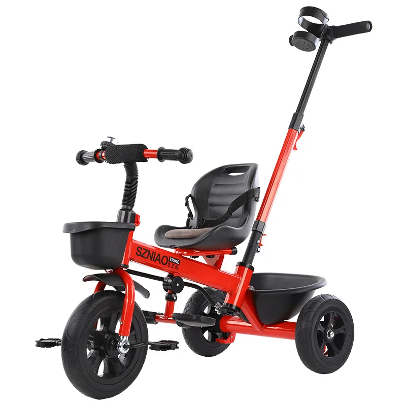 Folding 4 in 1 Secure Pedal Steel Triciclo for Kids Parents Push Baby Tricycle Bike