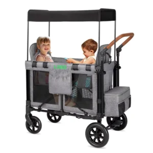 Folding Baby Stroller Wagon 2 Seat Outdoor Camping Double Kid Wagon Stroller 2 Seater with Canopy