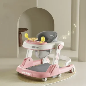 Folding Baby Walker Sit-To-Stand Learning Walker Kids Multifunctional Baby Push Walker 4 in 1