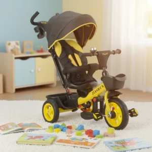 Folding Children Tricycle Baby Trolley Swivel 360 Rotation Seat Kids Stroller 3 Wheel Kids Tricycle Trike Bike
