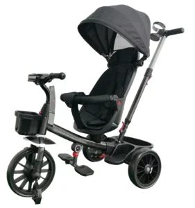 Folding Kids Tricycle with Canopy Parent Control Push Handle Convertible to Baby Stroller Wagon for 1-3 Year Old Toddler