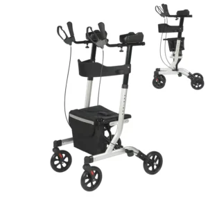 Folding Rollator Walker Mobility Walking Aid with Armrests and Seat Standup for Seniors and Adults