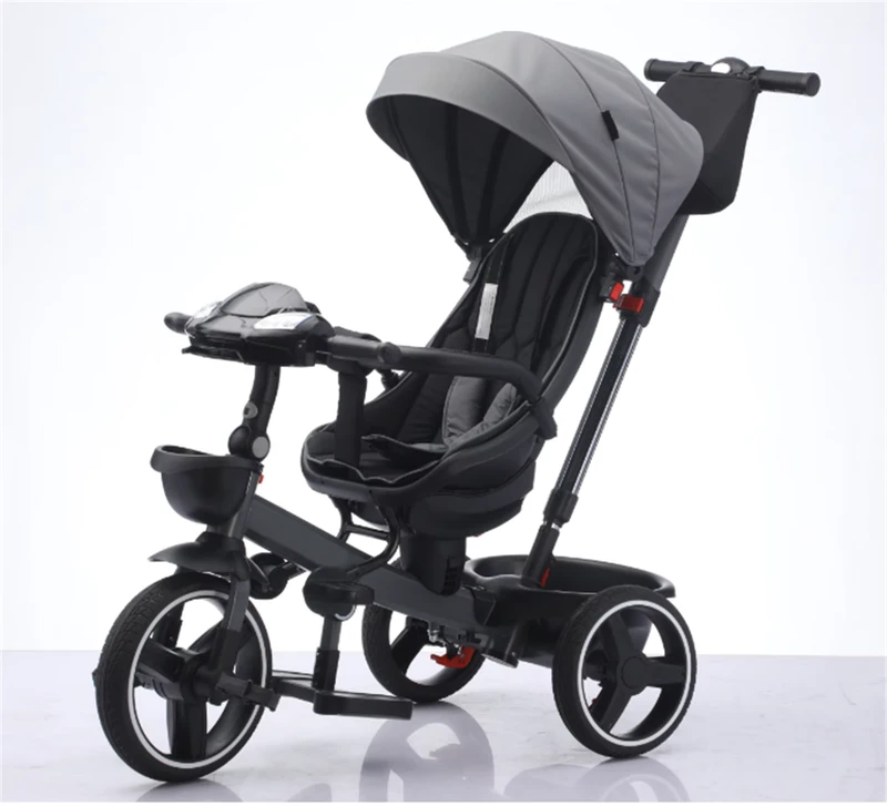 Folding Tricycle Kids Baby 3 Wheels with Detachable Handle 7 Inch 1 Kids Tricycle Stroller Walker