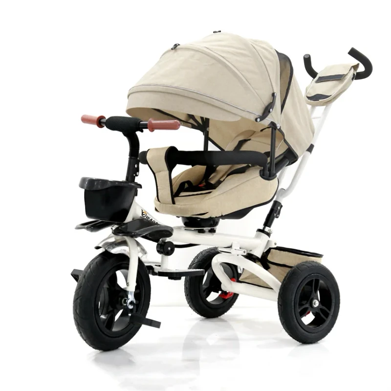 Folding Tricycle for Kids Baby Toys 3 in 1 Carseat Stroller with Electric Pedal and Push Hand