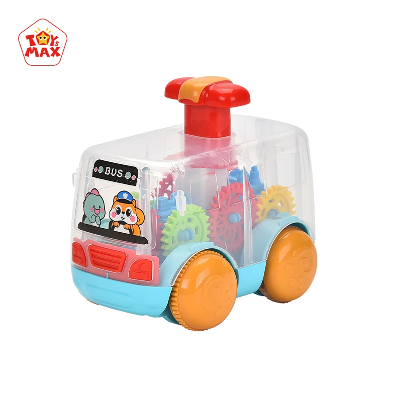Funny Inertia Sliding Car Toy Plastic Transparent Gear Universal Display Box Children's Press Go Battery Powered Toy