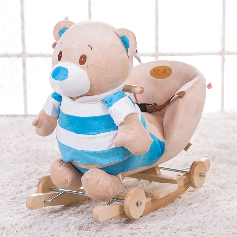 Funny Plush Animal Bear Baby Rocking Horse Kids Ride on Toy
