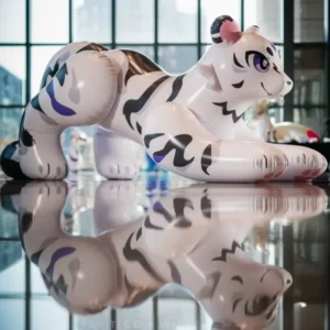 Giant PVC Inflatable White Tiger Ride On Pool Float Durable Waterproof Cartoon Animal for Events and Parties