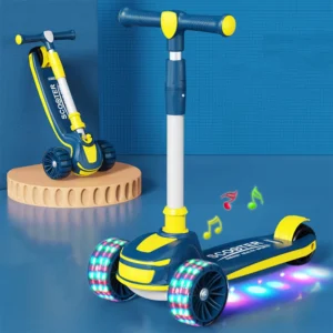Girls Foot Kick Scooter 3-in-1 3-Wheel Foldable Outdoor Plastic Scooter for Kids