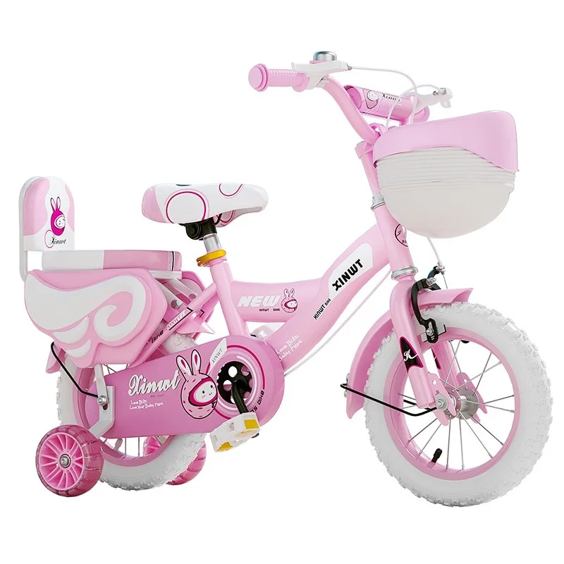 Girls Kids Plastic Tricycle Training Wheels Pink Princess Design for Children Featuring Front Rear Fender Adjustable Seat 3 in 1