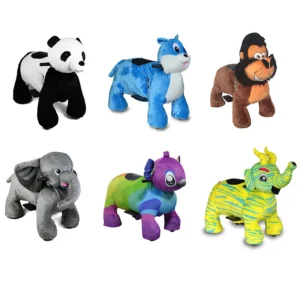 Girls Plush Mechanical Animal Ride Electric Kiddie Rides Motorized Stooter
